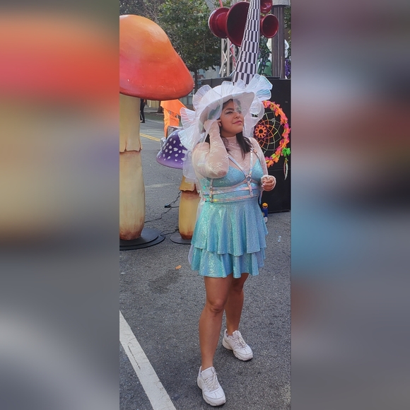 Blue Shimmer Tiered Dress - Picture 9 of 9